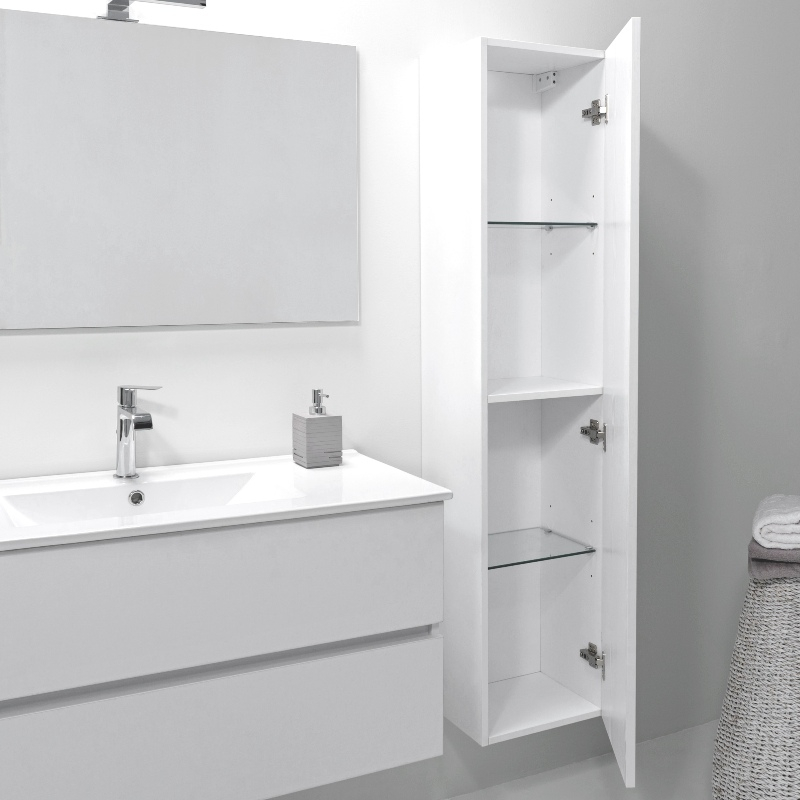 Mobile bagno sospeso Avril bianco, cm 100, con lavabo, specchio e  cassettiera Arredobagno e Cucine s.r.l.s.